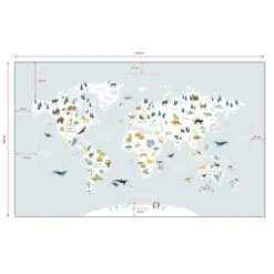 Papier Peint Panoramique Mappemonde Animaux LIVING EARTH -Lilipinso Déco Soldes Boutique 41f6ff430f3fb36b6d36952a03ee54fc