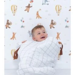 Papier Peint Enfant Motif Animaux Et Montgolfières GENTLE FRIENDS -Lilipinso Déco Soldes Boutique 45268989d84aa2fb720bc7659670907d