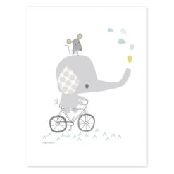 Affiche éléphant Sur Son Vélo SMILE