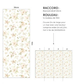 Papier Peint Appoline Lilipinso (50cm X 10m) -Lilipinso Déco Soldes Boutique apolline papier peint enfant motif fleurs a l aquarelle 4 1