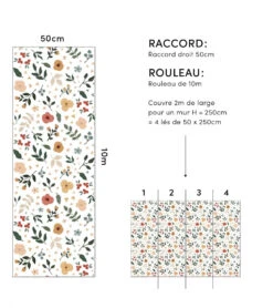 Papier Peint Décor Lush Flowers Lilipinso (200 X 248 Cm) -Lilipinso Déco Soldes Boutique bloem papier peint enfant motif fleurs et feuilles 3