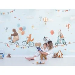 Papier Peint Panoramique Animaux Et Ballons GENTLE FRIENDS -Lilipinso Déco Soldes Boutique cc795939ae5a8d837925510d16027463