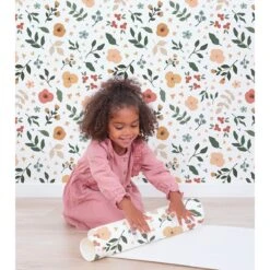Papier Peint Enfant Motif Fleurs Et Feuilles BLOEM -Lilipinso Déco Soldes Boutique df5de68c878dd9fe6082d60d19a8f095