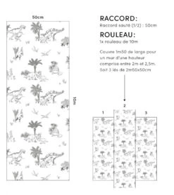 Papier Peint Dinosaurus Lilipinso (50cm X 10m) -Lilipinso Déco Soldes Boutique dinosaurus papier peint motif dinosaures 4