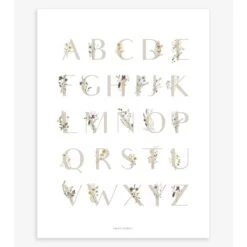 Affiche Enfant Abécédaire Floral MADEMOISELLE