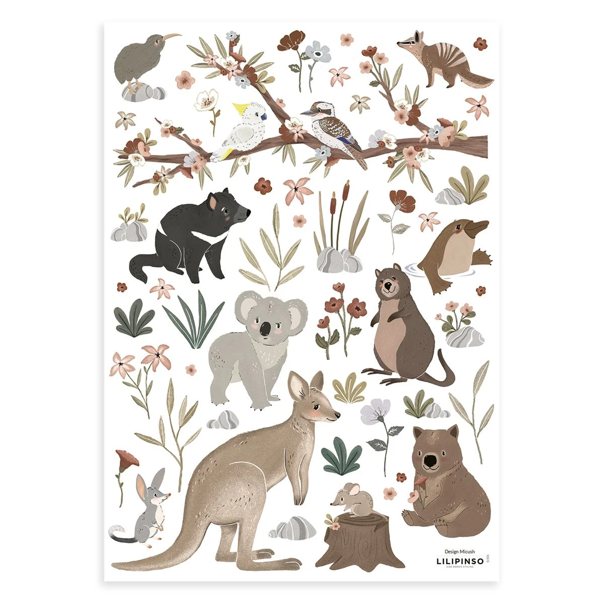 Stickers Muraux Les Animaux D'Australie LILYDALE 1 Stickers Muraux Les Animaux D'Australie LILYDALE