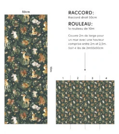 Papier Peint Forest Lilipinso (50cm X 10m) -Lilipinso Déco Soldes Boutique forest papier peint enfant motif animaux de la foret 11