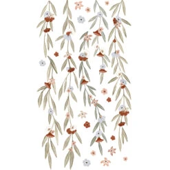 Grand Sticker Eucalyptus Et Fleurs En Vinyle Mat Multicolore