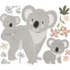 Grand Sticker Famille Koalas En Vinyle Mat Multicolore