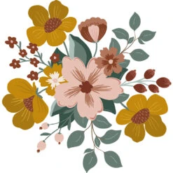 Grand Sticker Grand Bouquet En Vinyle Mat Multicolore