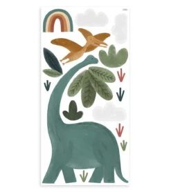 Grand Sticker Grands Dinosaures En Vinyle Mat Multicolore