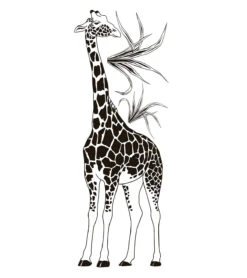 Grand Sticker La Girafe En Vinyle Mat Noir
