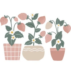 Grand Sticker Les Fraisiers En Vinyle Mat Rose