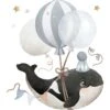 Grand Sticker Orque Et Ballons En Vinyle Mat Bleu