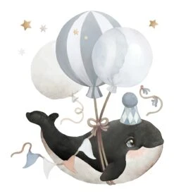Grand Sticker Orque Et Ballons En Vinyle Mat Bleu