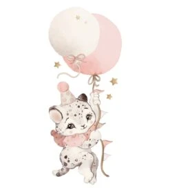 Grand Sticker Pierrot Le Guépard En Vinyle Mat Rose