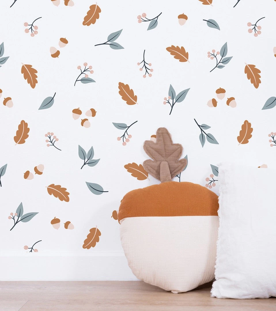 Papier Peint Jöro Motif Feuilles Et Glands Lilipinso (50cm X 10m) 2 Papier Peint Jöro Motif Feuilles Et Glands Lilipinso (50cm X 10m) – Image 2