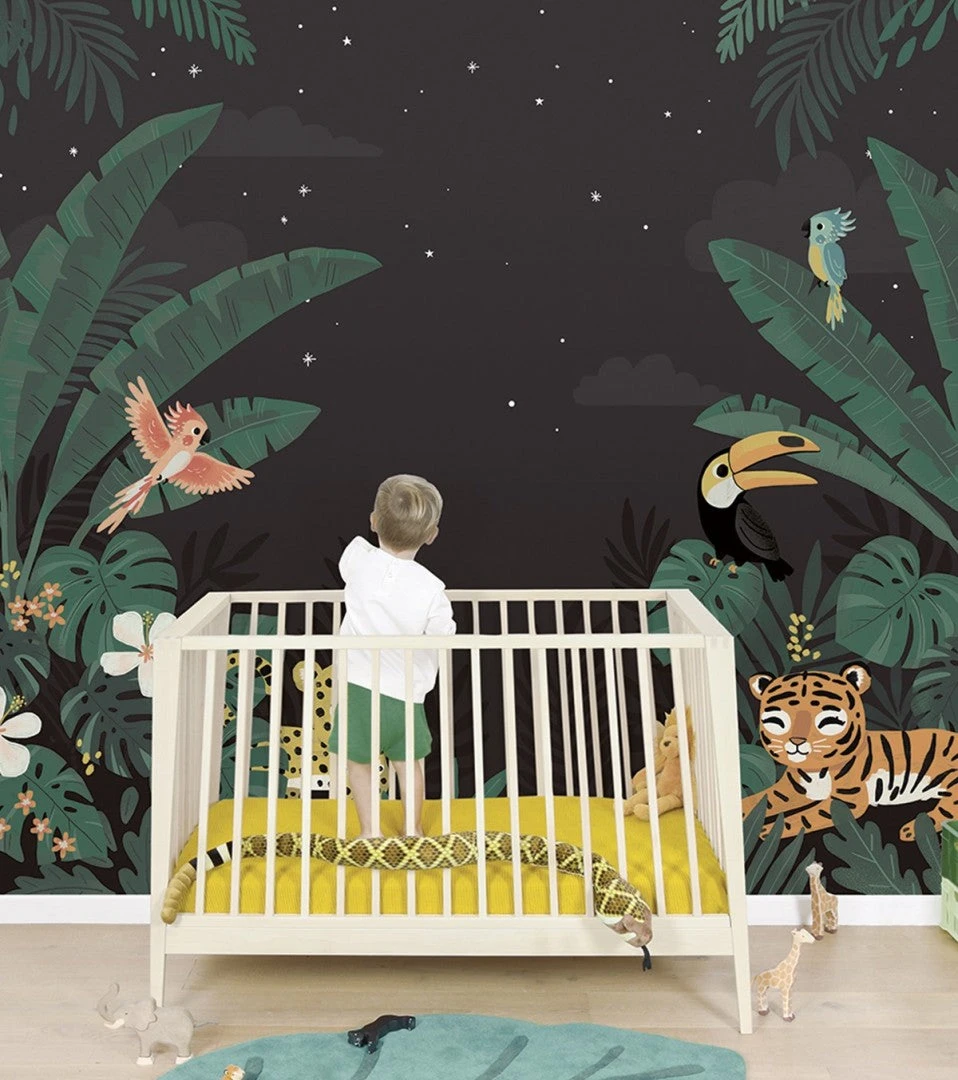 Papier Peint Jungle Night Lilipinso (50cm X 10m) 2 Papier Peint Jungle Night Lilipinso (50cm X 10m) – Image 2