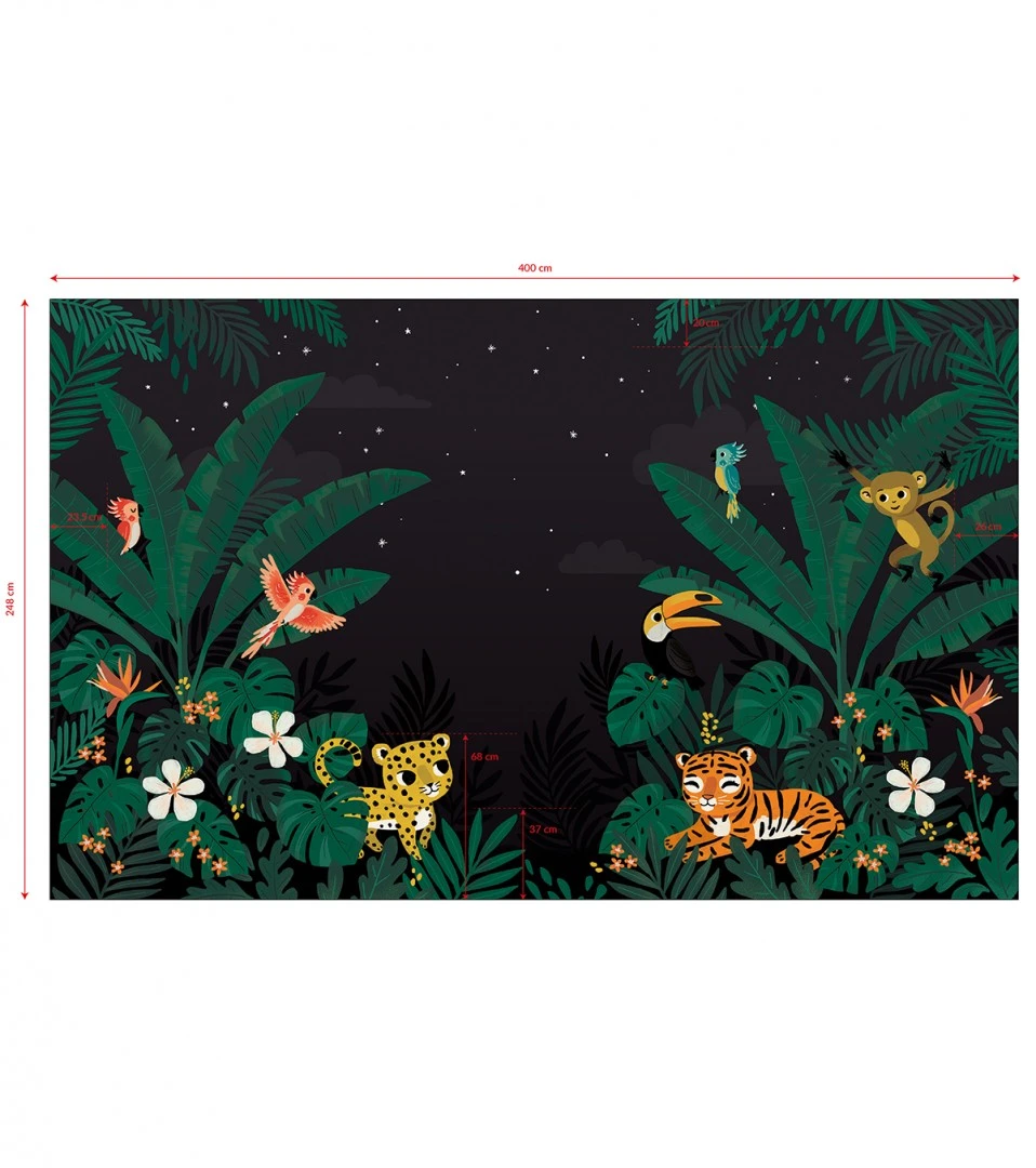 Papier Peint Jungle Night Lilipinso (50cm X 10m) 4 Papier Peint Jungle Night Lilipinso (50cm X 10m) – Image 4