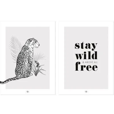 Lot De 2 Affiches Léopard Stay Wild & Free (30 X 40 Cm) 1 Lot De 2 Affiches Léopard Stay Wild & Free (30 X 40 Cm)