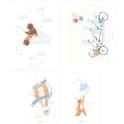 Lot De 4 Affiches Hot-air Balloons