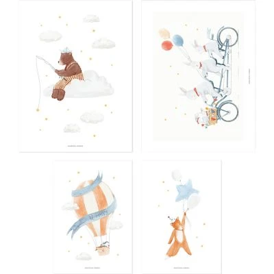 Lot De 4 Affiches Hot-air Balloons 1 Lot De 4 Affiches Hot-air Balloons