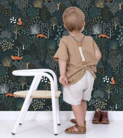 Papier Peint Mr Fox Lilipinso (50cm X 10m) -Lilipinso Déco Soldes Boutique m fox papier peint enfant motifs foret et renard 1