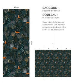 Papier Peint Mr Fox Lilipinso (50cm X 10m) -Lilipinso Déco Soldes Boutique m fox papier peint enfant motifs foret et renard 2 1