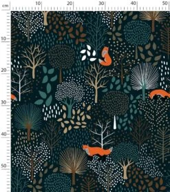 Papier Peint Mr Fox Lilipinso (50cm X 10m) -Lilipinso Déco Soldes Boutique m fox papier peint enfant motifs foret et renard 3 1