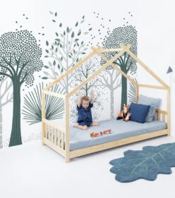 Papier Peint Mr Fox Lilipinso (50cm X 10m) -Lilipinso Déco Soldes Boutique m fox papier peint panoramique arbres bleus 1