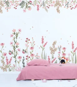 Papier Peint Magenta Champs De Fleurs Lilipinso (200 X 248 CM)
