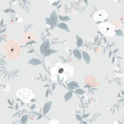 Papier Peint Fleurs, Roses En Papier Gris 50cm X 10m