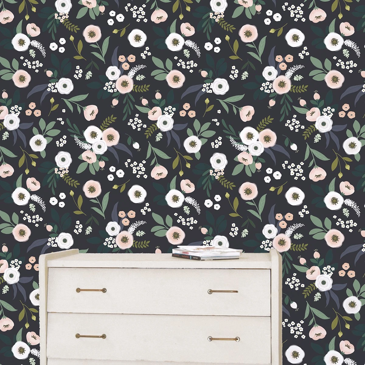 Papier Peint Floral En Papier Bleu Marine 50cm X 10m 1 Papier Peint Floral En Papier Bleu Marine 50cm X 10m