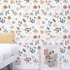 Papier Peint Floral Silhouettes Multicolore