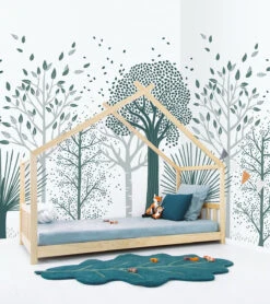 Papier Peint Forêt Bleu En Papier Bleu 2m X 2,48m