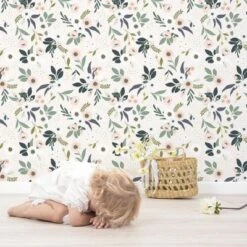 Papier Peint Intissé Wonderland Anémones Fond Poudré (10 M) -Lilipinso Déco Soldes Boutique papier peint intisse wonderland anemones fond poudre 10 m 3