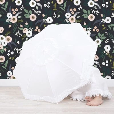 Papier Peint Intissé Wonderland Anémones Fond Vert Foncé (10 M) 2 Papier Peint Intissé Wonderland Anémones Fond Vert Foncé (10 M) – Image 2