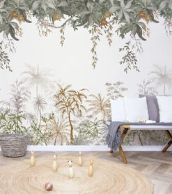 Papier Peint Jungle Indonésienne En Papier Marron 2m X 2,48m