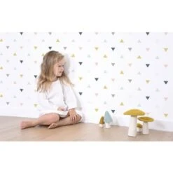 Papier Peint Motif Triangles Rose Moutarde Gris (10 M) -Lilipinso Déco Soldes Boutique papier peint motif triangles rose moutarde gris 10 m 3