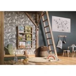 Papier Peint Tropical En Papier Noir 50cm X 10m