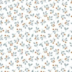 Papier Peint Wild Berries Blanc Et Camel (50 Cm X 10 M)