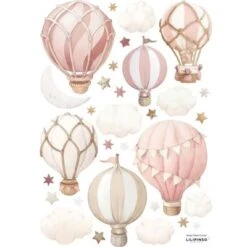 Planche De Stickers A3 Montgolfières Roses