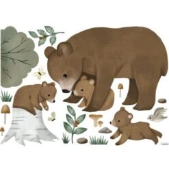 Planche De Stickers L Famille Ours (64 X 90 Cm)
