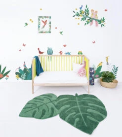 Planches De Stickers Rio Lilipinso -Lilipinso Déco Soldes Boutique rio stickers muraux perroquets rose et feuilles