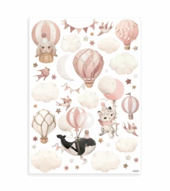 Planche De Stickers Selene Lilipinso -Lilipinso Déco Soldes Boutique selene stickers muraux animaux et ballons rose
