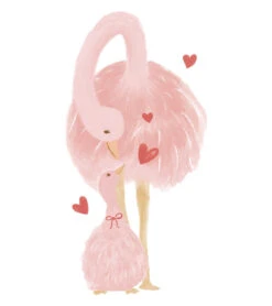 Sticker Xl Maman Et Bébé Autruche Rose