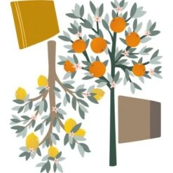 Stickers Muraux Oranger Et Citronnier (77 X 87 Cm)