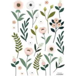 Stickers Wonderland Anémones Et Feuillages (29,7 X 42 Cm)