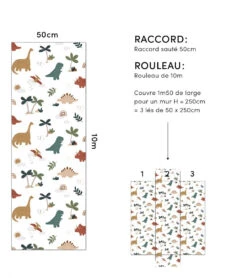 Papier Peint Sunny Motif Dinosaures Lilipinso (50cm X 10m) -Lilipinso Déco Soldes Boutique sunny papier peint enfant motif dinosaures 3