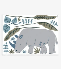 Planche De Stickers Tanzania Animaux Lilipinso -Lilipinso Déco Soldes Boutique tanzania stickers muraux rhinoceros palmes et feuilles